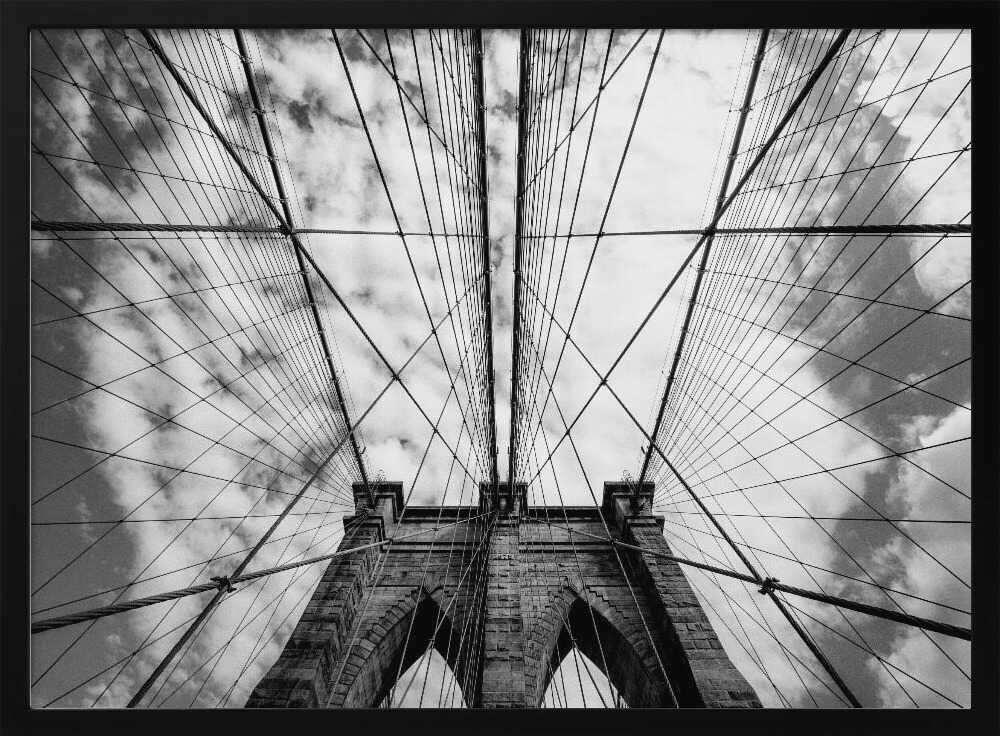 Brooklyn Bridge Upward View Art Print UK — Abstract Dark Wall Art — Living Room — Wall It All Prints