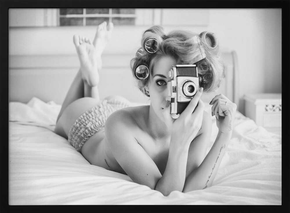 Pin Up Camera Girl Art Print UK — Portrait Calm Wall Art — Bedroom — Wall It All Prints