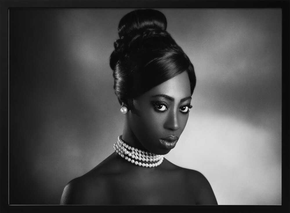 Elegant Woman In Pearls Art Print UK — Dark Moody Dark Wall Art — Living Room — Wall It All Prints