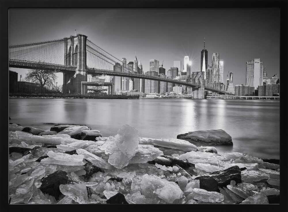 Brooklyn Bridge Winter View Art Print UK — Japanese Dark Wall Art — Living Room — Wall It All Prints