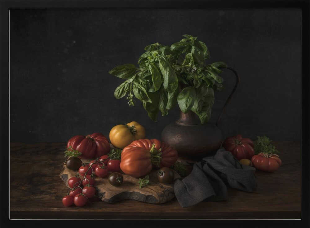 Heirloom Tomatoes And Basil Art Print UK — Botanical Vibrant Wall Art — Kitchen — Wall It All Prints