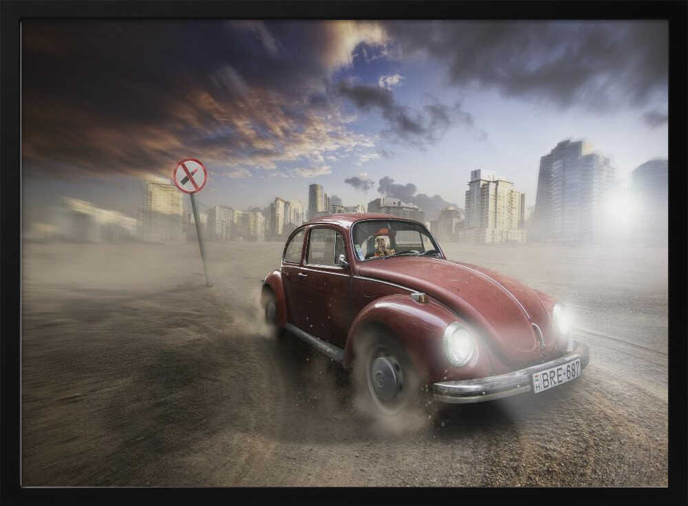 Dusty Classic Car Drive Art Print UK — Dark Moody Vibrant Wall Art — Living Room — Wall It All Prints