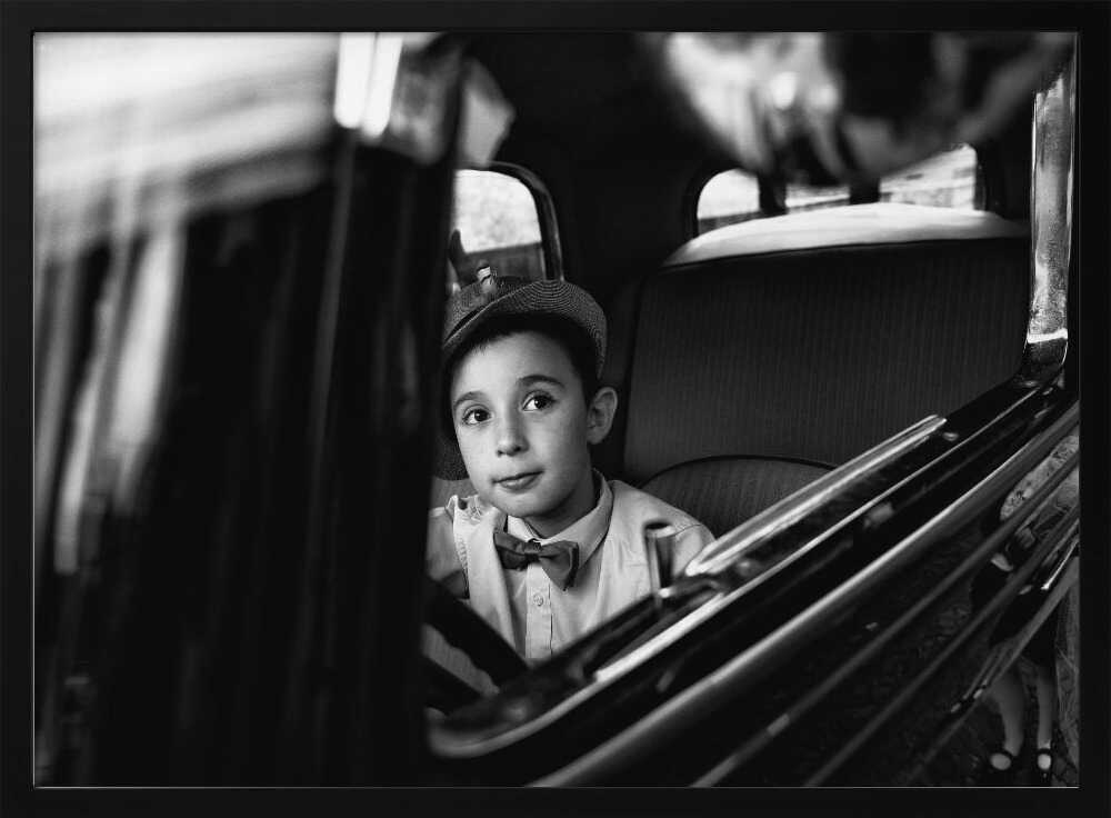 Curious Boy Classic Car Art Print UK — Portrait Dark Wall Art — Living Room — Wall It All Prints