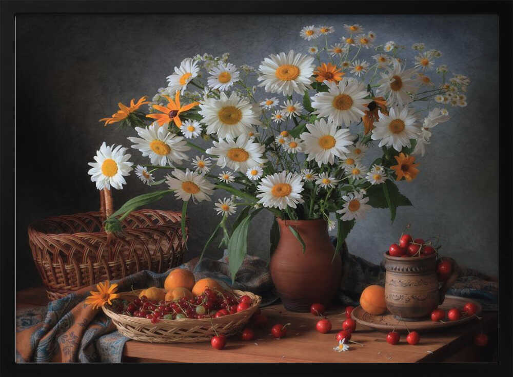 Daisies and Summer Fruit Art Print UK — Botanical Vibrant Wall Art — Kitchen — Wall It All Prints
