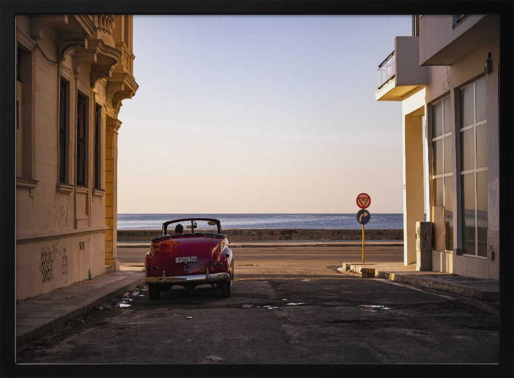 Cuban Car Ocean Sunset Art Print UK — Landscape Warm Wall Art — Living Room — Wall It All Prints