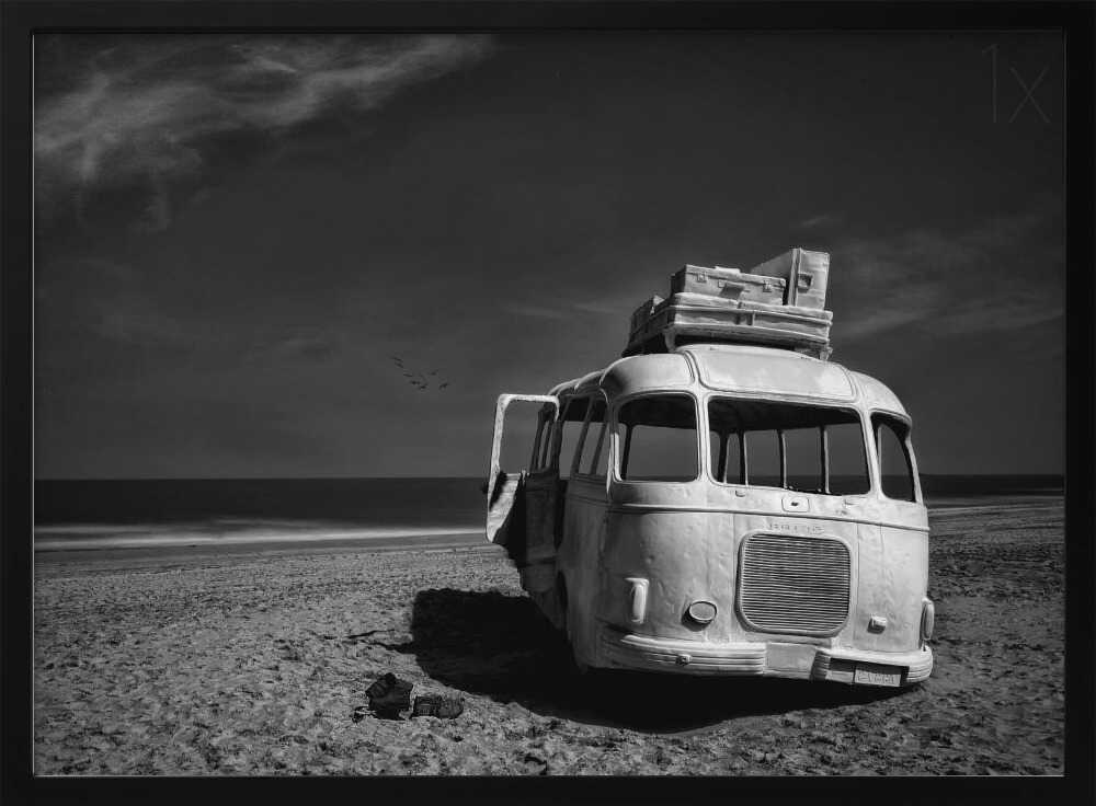 Abandoned Beach Bus Art Print UK — Dark Moody Calm Wall Art — Bedroom — Wall It All Prints