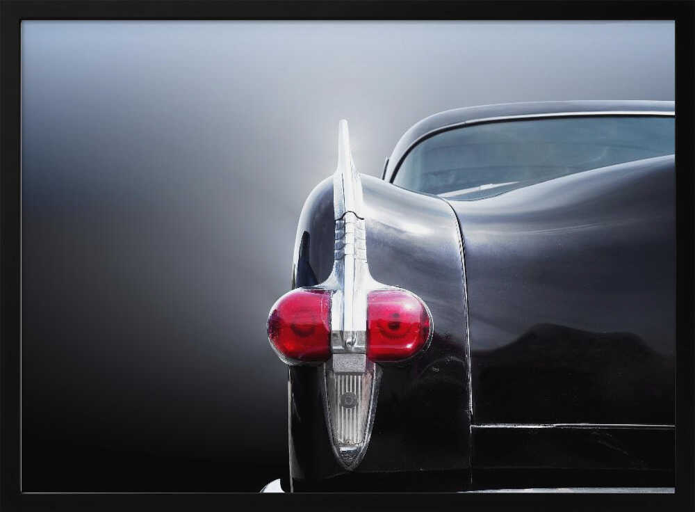 Classic Car Tailfin Art Print UK — Vintage Dark Wall Art — Living Room — Wall It All Prints