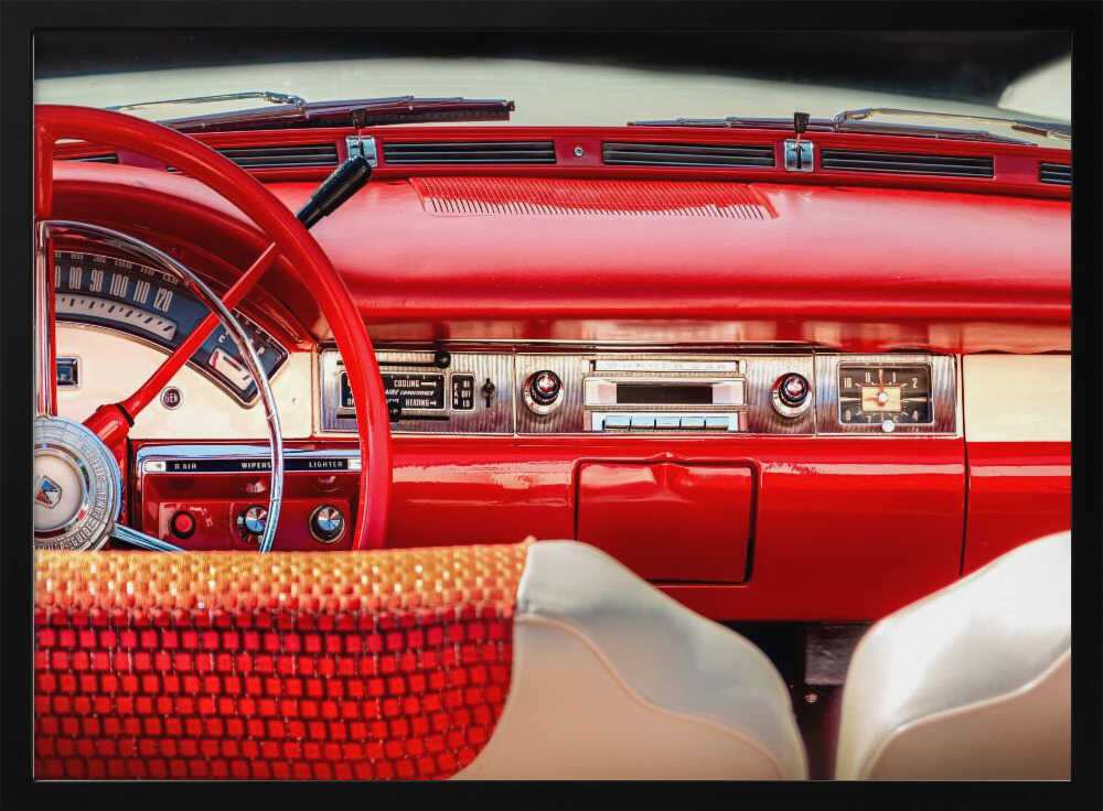 Vintage Red Car Interior Art Print UK — Vintage Vibrant Wall Art — Living Room — Wall It All Prints