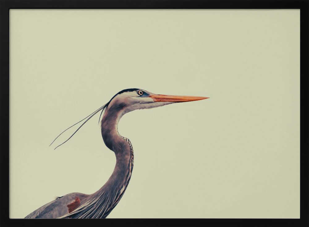 Elegant Blue Heron Art Print UK — Abstract Calm Wall Art — Bedroom — Wall It All Prints