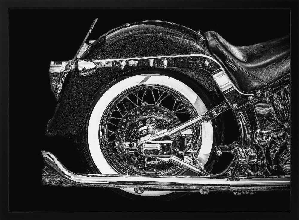 Classic Chrome Motorcycle Art Print UK — Vintage Dark Wall Art — Living Room — Wall It All Prints