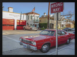 Vintage Red Car Firehouse Art Print UK — Vintage Vibrant Wall Art — Living Room — Wall It All Prints