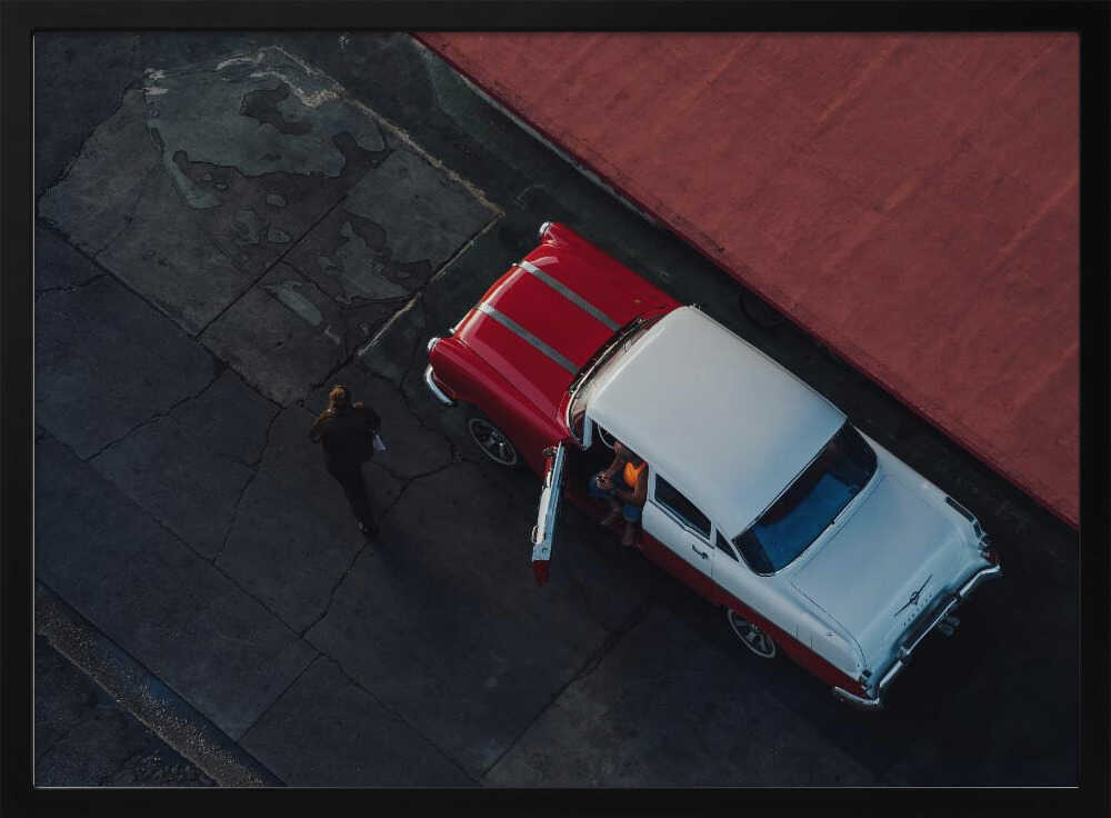 Classic Car Overhead View Art Print UK — Dark Moody Dark Wall Art — Living Room — Wall It All Prints