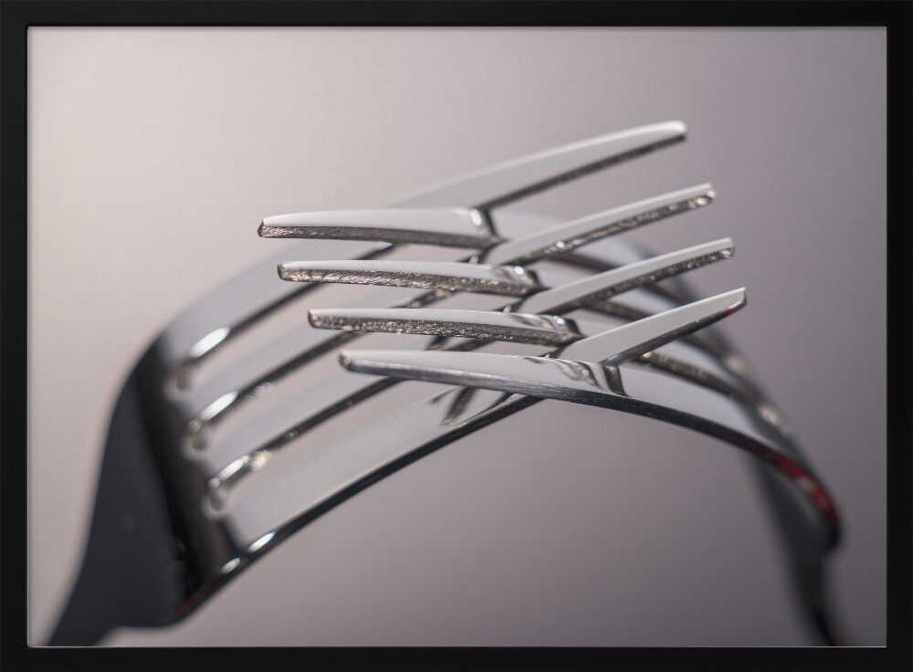 Reflective Metal Fork Art Print UK — Abstract Minimal Wall Art — Kitchen — Wall It All Prints