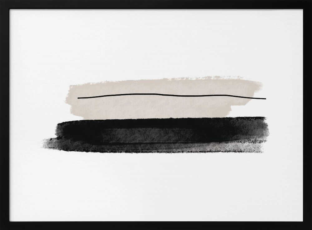 Black And Beige Brushstrokes Art Print UK — Abstract Calm Wall Art — Bedroom — Wall It All Prints