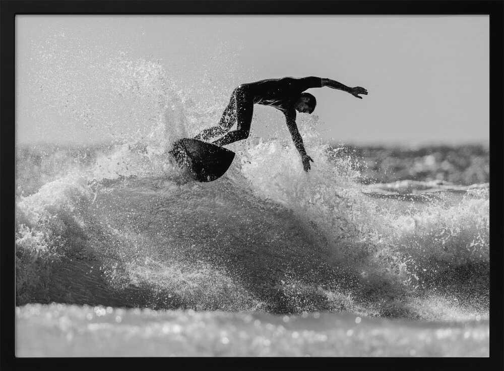 Surfer Riding Ocean Wave Art Print UK — Landscape Dark Wall Art — Living Room — Wall It All Prints