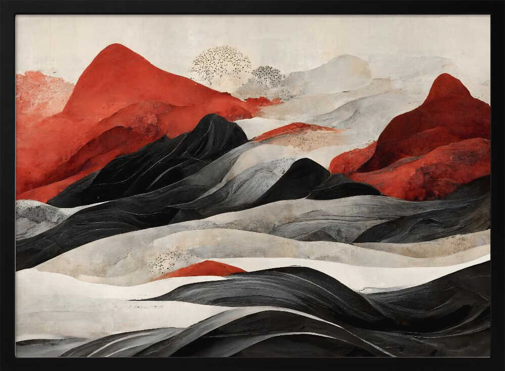 Crimson Peaks Art Print UK — Japanese Vibrant Wall Art — Office — Wall It All Prints