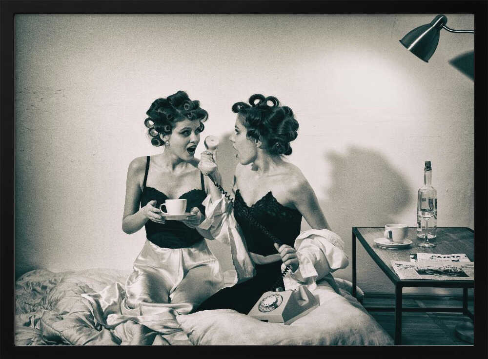 Retro Morning Gossip Art Print UK — Dark Moody Vibrant Wall Art — Bedroom — Wall It All Prints