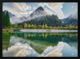 Misty Mountain Lake Reflection Art Print UK — Dark Moody Vibrant Wall Art — Bedroom — Wall It All Prints