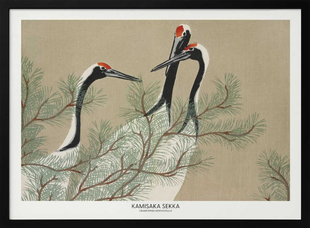 Cranes From Momoyogusa Art Print UK — Japanese Vibrant Wall Art — Living Room — Wall It All Prints