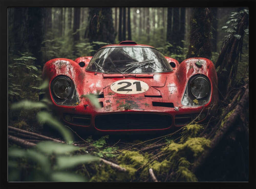 Forgotten Race Car Art Print UK — Dark Moody Calm Wall Art — Living Room — Wall It All Prints