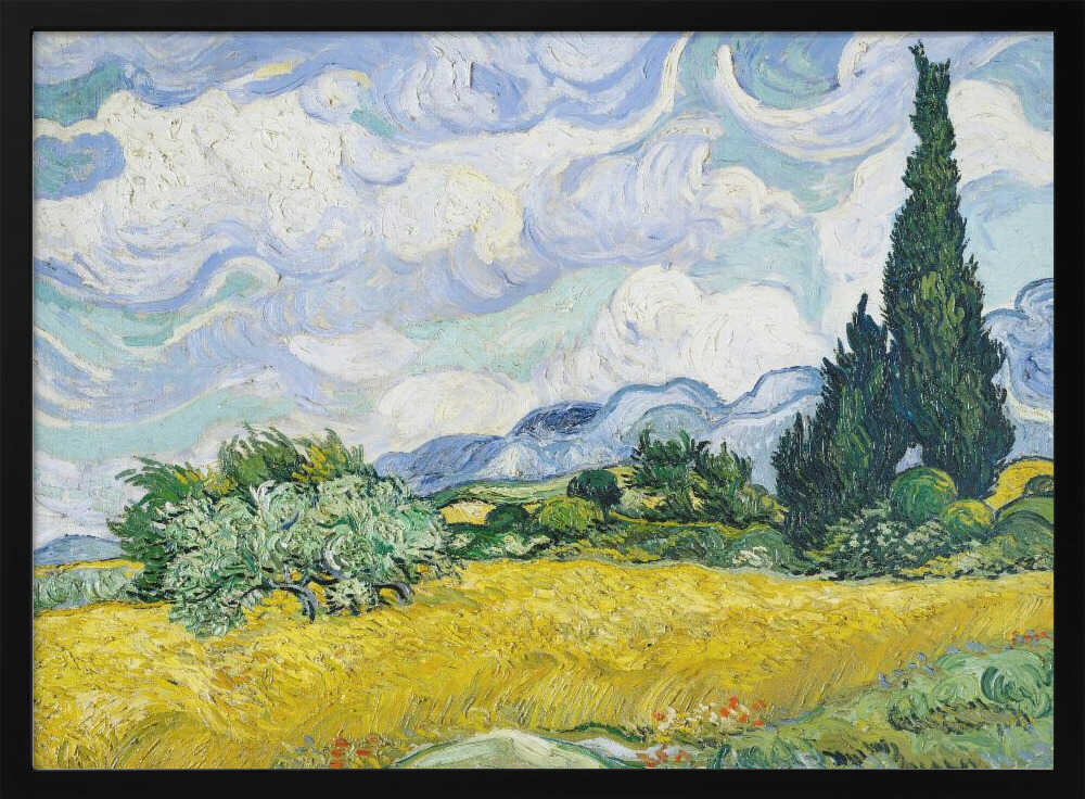 Wheat Field With Cypresses Art Print UK — Landscape Vibrant Wall Art — Living Room — Wall It All Prints