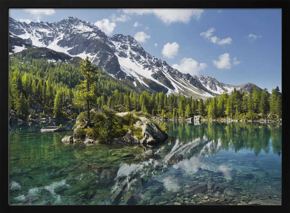 Green Mountain Lake Art Print UK — Landscape Calm Wall Art — Bedroom — Wall It All Prints