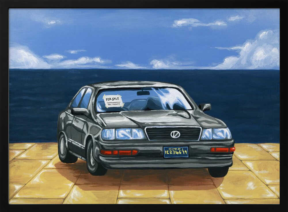 Oceanfront Car For Sale Art Print UK — Vintage Vibrant Wall Art — Living Room — Wall It All Prints