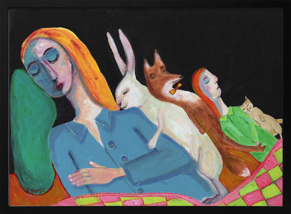 Dreaming Companions Art Print UK — Animal Vibrant Wall Art — Living Room — Wall It All Prints