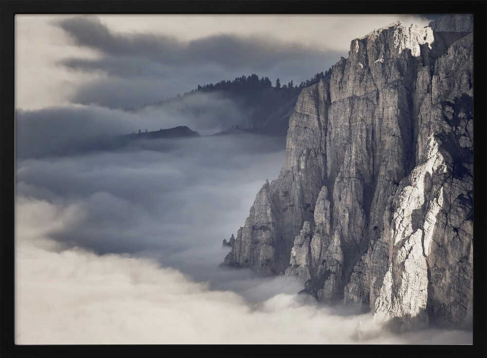 Misty Mountain Peaks Art Print UK — Dark Moody Calm Wall Art — Living Room — Wall It All Prints