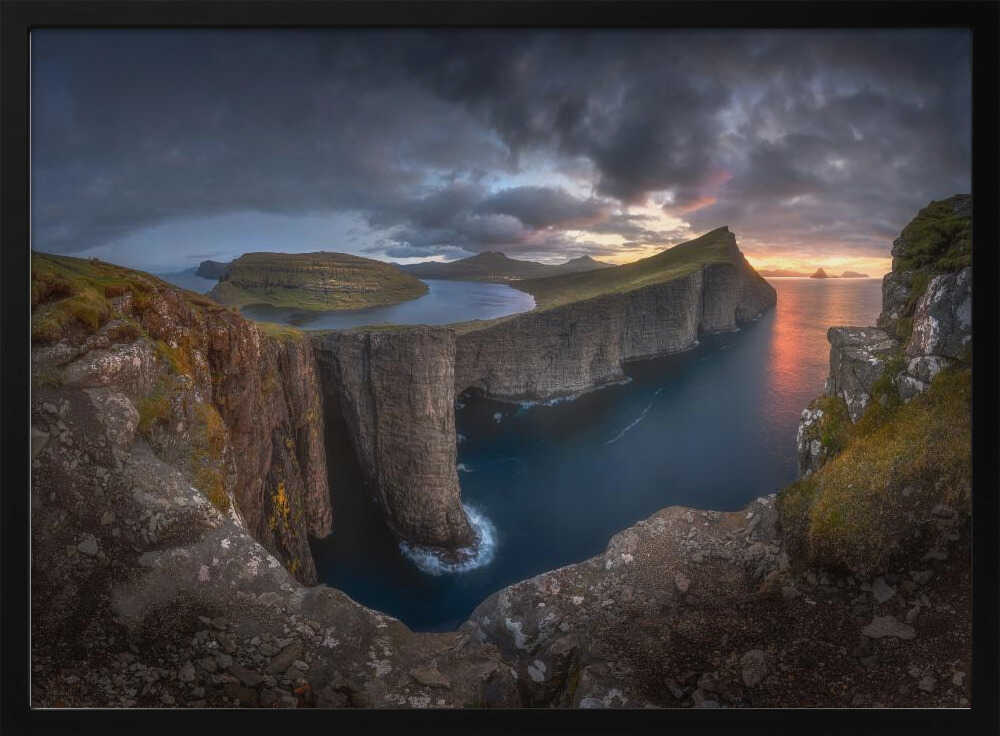 Dramatic Coastal Sunset Art Print UK — Dark Moody Calm Wall Art — Living Room — Wall It All Prints