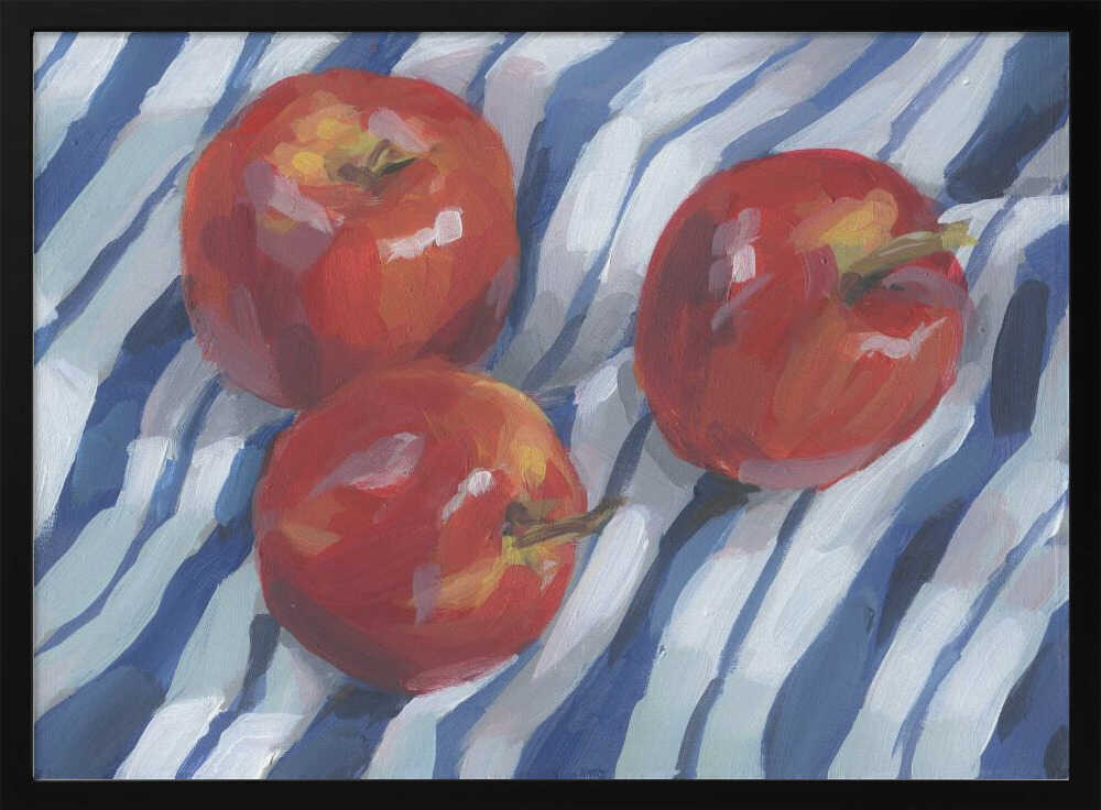 Red Apples on Stripes Art Print UK — Abstract Vibrant Wall Art — Kitchen — Wall It All Prints