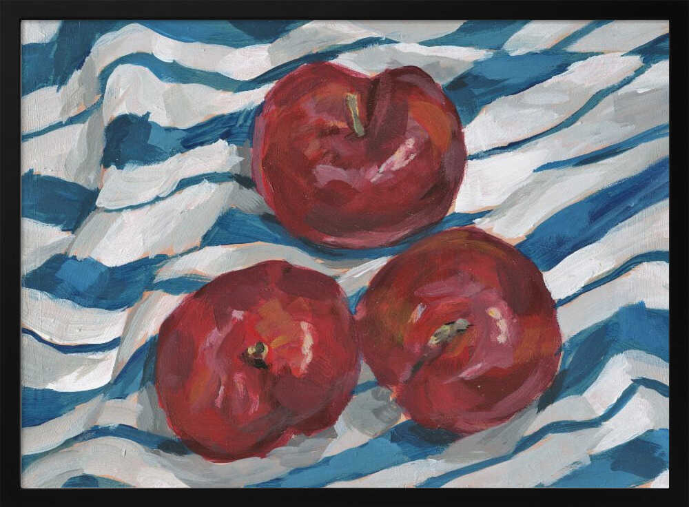 Fresh Apples on Stripes Art Print UK — Abstract Vibrant Wall Art — Kitchen — Wall It All Prints