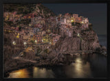 Italian Coastal Village Night Art Print UK — Landscape Vibrant Wall Art — Living Room — Wall It All Prints