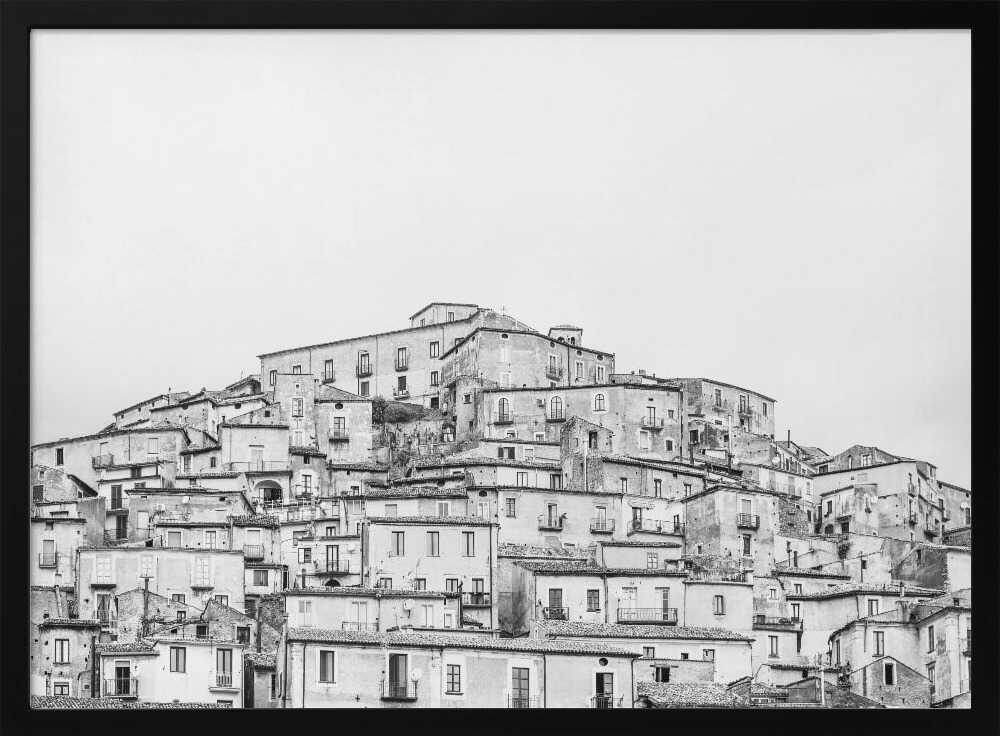 Historic Hillside Town Art Print UK — Landscape Dark Wall Art — Living Room — Wall It All Prints