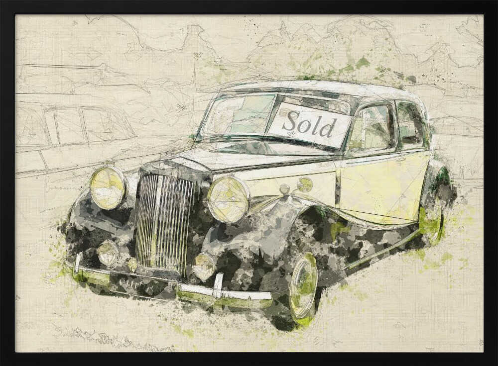 Sold Vintage Car Art Print UK — Vintage Vibrant Wall Art — Living Room — Wall It All Prints
