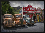 Vintage Gas Station Trucks Art Print UK — Landscape Vibrant Wall Art — Living Room — Wall It All Prints