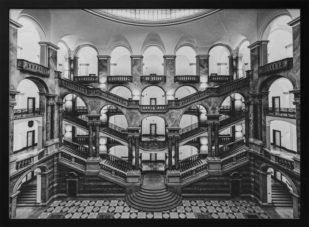 Grand Marble Staircase Art Print UK — Vintage Elegant Wall Art — Living Room — Wall It All Prints