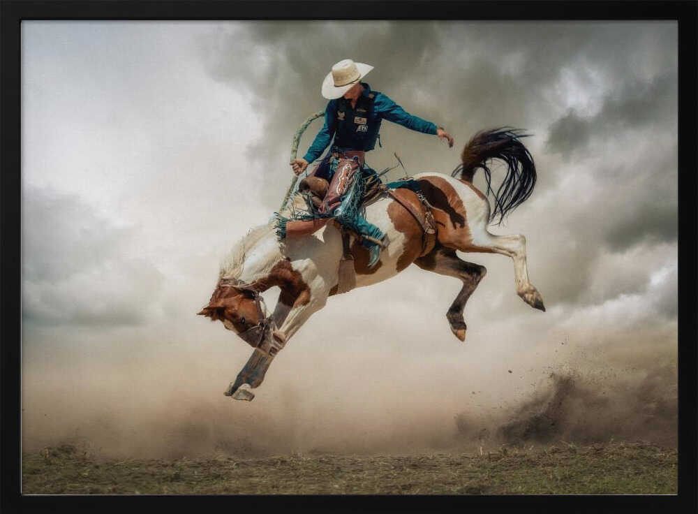 Cowboy Bucking Horse Art Print UK — Animal Vibrant Wall Art — Living Room — Wall It All Prints