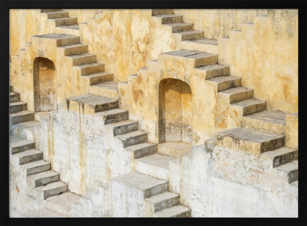 Ancient Stepwell Stairs Art Print UK — Abstract Vibrant Wall Art — Living Room — Wall It All Prints