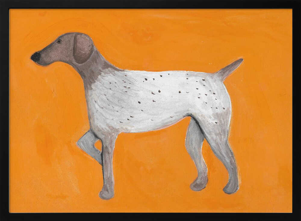 Orange Pointing Dog Art Print UK — Animal Vibrant Wall Art — Living Room — Wall It All Prints