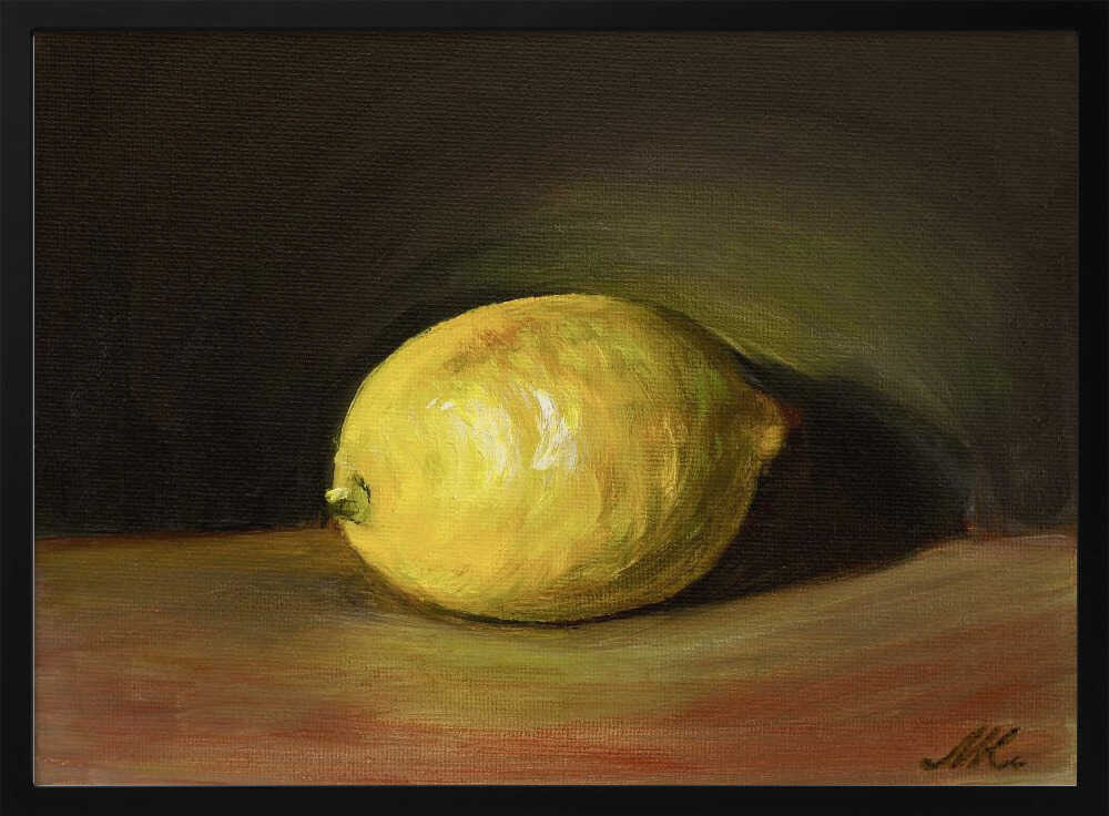 Bright Lemon Still Life Art Print UK — Dark Moody Vibrant Wall Art — Kitchen — Wall It All Prints
