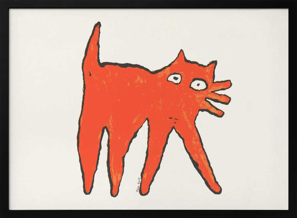 Orange Cat Art Print UK — Abstract Vibrant Wall Art — Living Room — Wall It All Prints