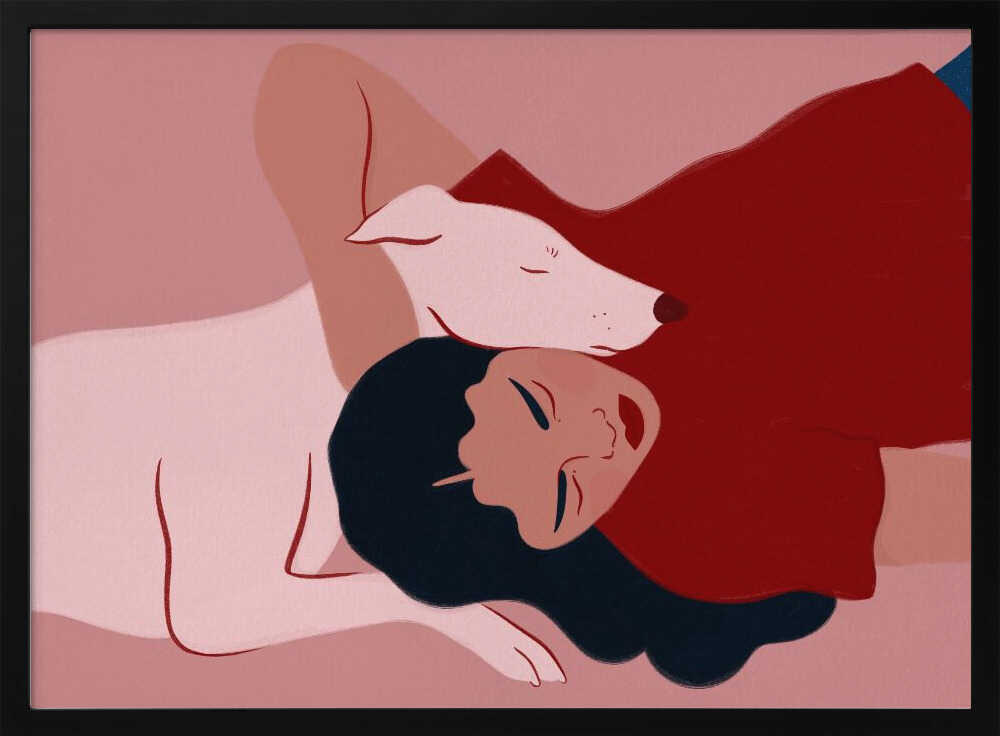 Peaceful Dog Companions Art Print UK — Portrait Calm Wall Art — Bedroom — Wall It All Prints