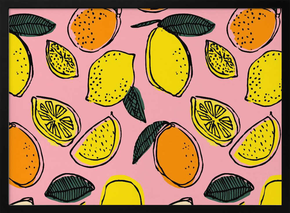 Zesty Fruit Pattern Art Print UK — Food Vibrant Wall Art — Kitchen — Wall It All Prints