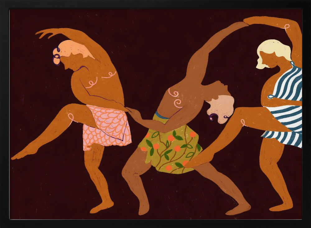 Rhythmic Dancing Figures Art Print UK — Dark Moody Dark Wall Art — Living Room — Wall It All Prints