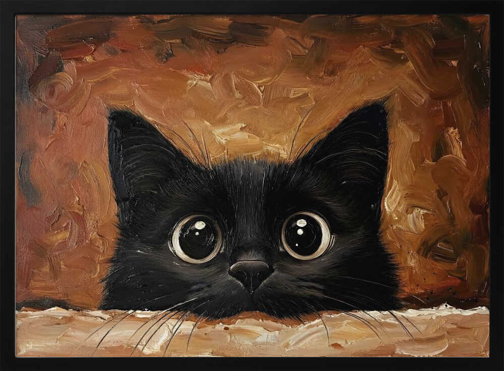 Cute Black Kitten Art Print UK — Abstract Vibrant Wall Art — Bedroom — Wall It All Prints