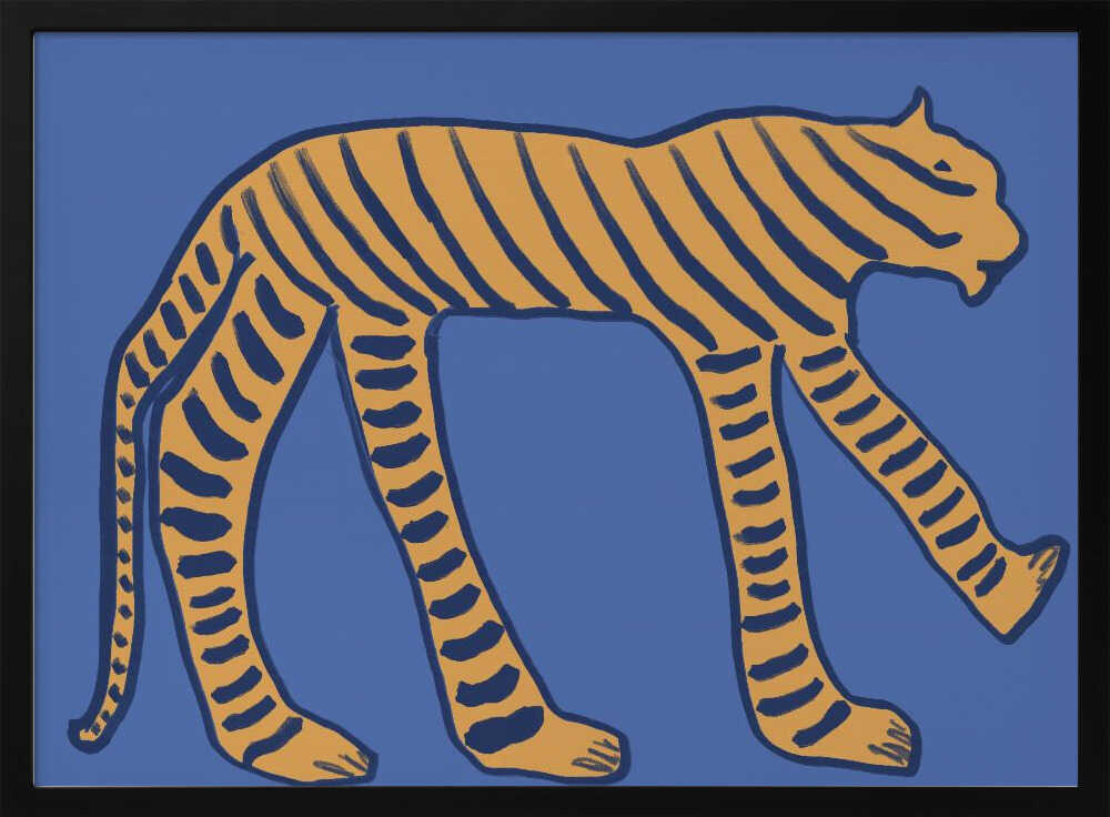 Stylized Blue Tiger Art Print UK — Abstract Minimal Wall Art — Office — Wall It All Prints