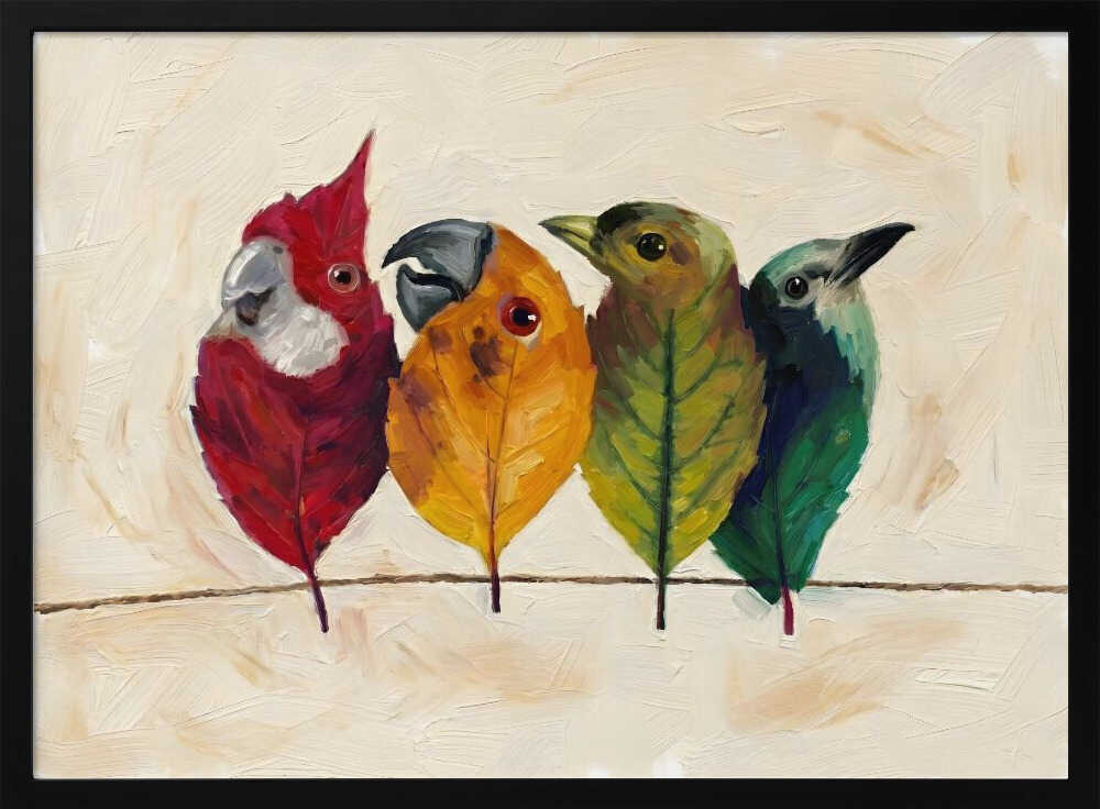 Whimsical Leaf Birds Art Print UK — Botanical Fresh Wall Art — Living Room — Wall It All Prints
