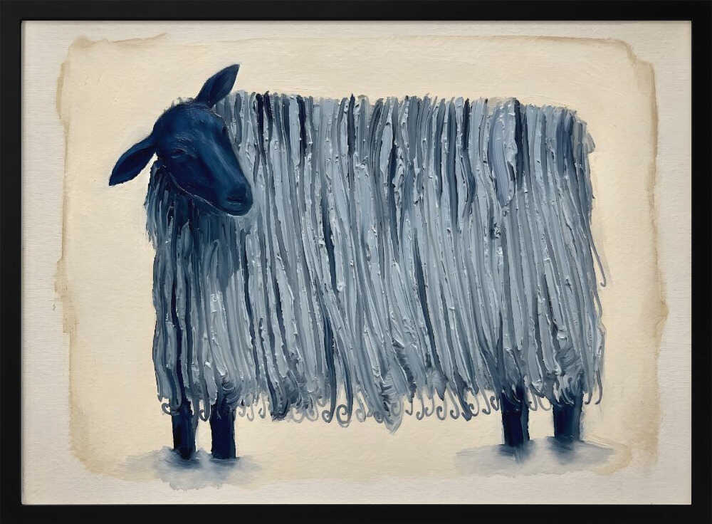Textured Blue Sheep Art Print UK — Animal Vibrant Wall Art — Nursery — Wall It All Prints