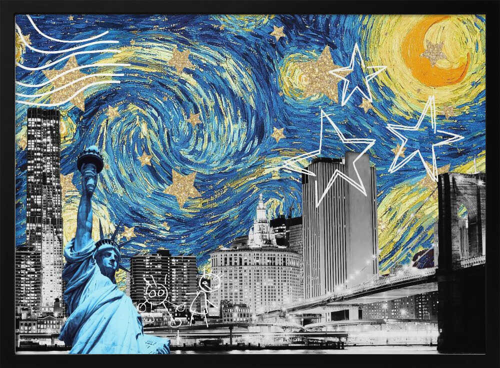 Starry Night New York Art Print UK — Abstract Vibrant Wall Art — Living Room — Wall It All Prints